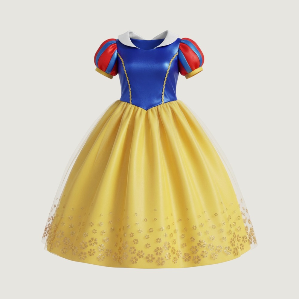 Snow White Inspired Princess Costume Dress (NINJXD), Girls 24 waist, 32 length
